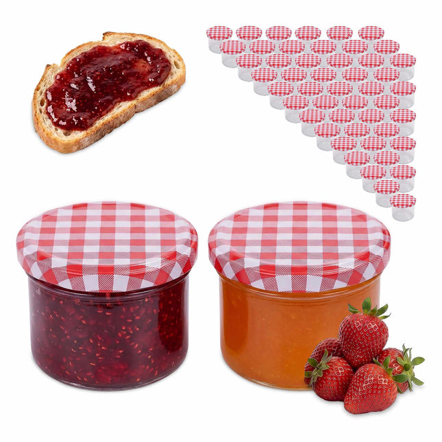 220ml Jam Jars, Airtight Twist-Off Lids, Red-White