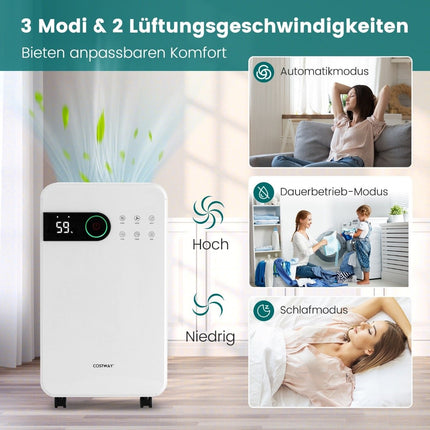 2,3 litru gaisa sausinātājs ar miega režīmu, mobilais gaisa sausinātājs mājas pagrabam, 24 stundu taimeris