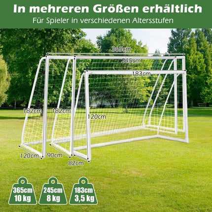 245 x 180 cm futbola vārti ar augstas izturības tīklu un 6 zemes radzēm, laikapstākļiem izturīgi vārti, futbola treniņi