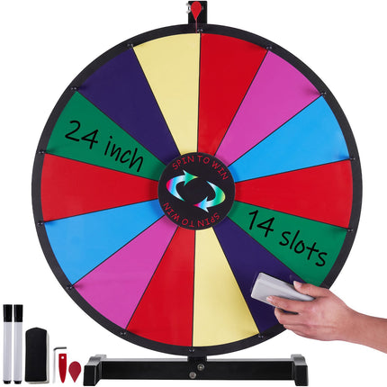 24-Inch Spinning Prize Wheel, 14 Slots, Tabletop, Dry Erase