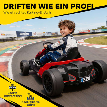 24V Electric Go-Kart, Drift Mode, Adjustable Seat, Ages 6-12