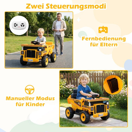 24 V bērnu elektriskais pašizgāzējs ar tālvadības pulti, dzeltens