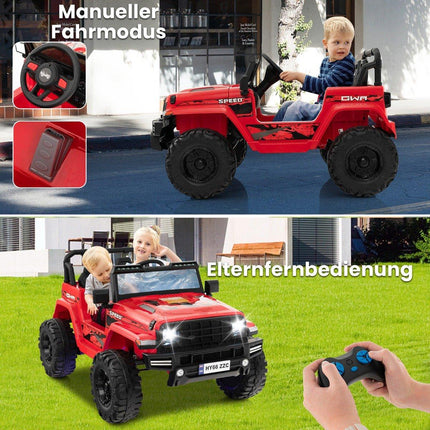 24 V bērnu elektriskā automašīna, 2 sēdvietas, sarkana, USB un mūzika