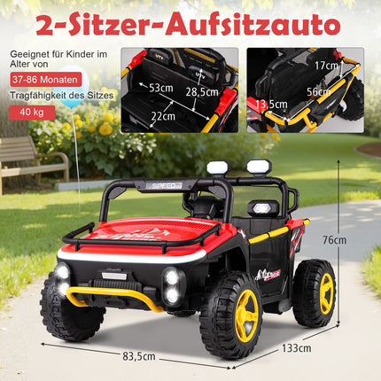 24 V bērnu elektriskais braucamrīks, 2 sēdvietas, tālvadība, sarkans