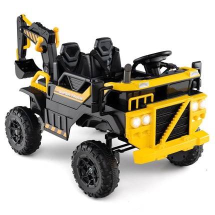 24 V bērnu ekskavators ar tālvadības pulti, 4WD, dzeltens