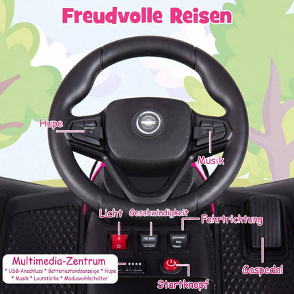 24 V rozā bērnu elektriskais traktors ar tālvadības pulti un piekabi