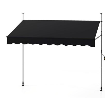 250 cm izvelkama balkona markīze, bez urbšanas, melna