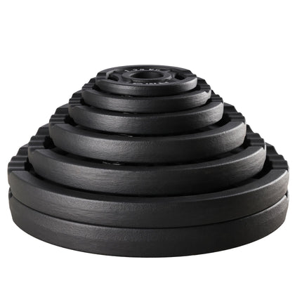 2,5 kg melns olimpiskais svara disks ar rokturiem