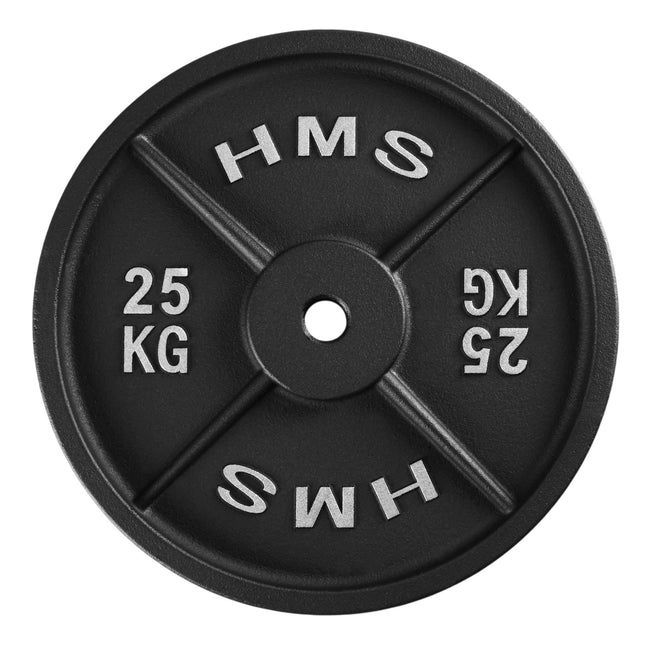 25 kg čuguna svara plāksne, 31 mm caurums, melna