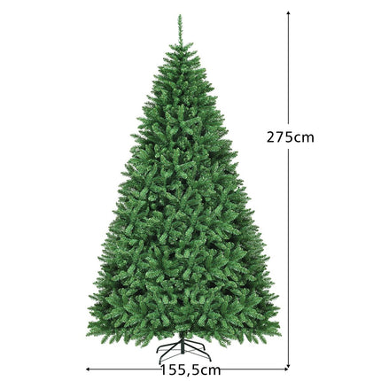 275 cm mākslīgā Ziemassvētku eglīte, metāla statīvs, mākslīgā eglīte ar 3594 galiem