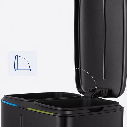 2-Compartment Pedal Bin 2 x 20 L with Soft-Close Lid, Black