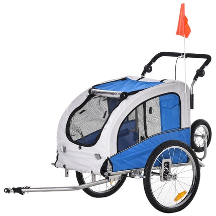 2 vienā suņu piekabe Jogger velosipēda piekabe suņu velosipēda piekabe zila + pelēka 155 x 83 x 108 cm