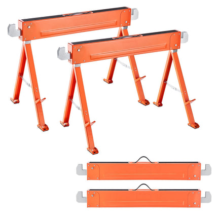2-Pack Folding Sawhorses, All-Metal, 600 kg Capacity