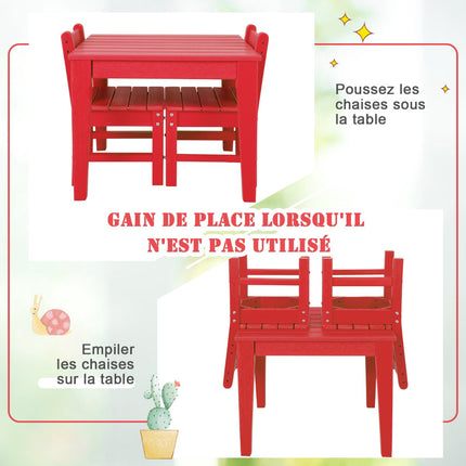 2 bērnu mācību krēslu komplekts ar atzveltni, HDPE, sarkans