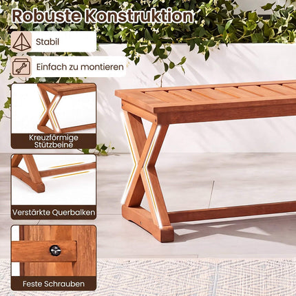 Divvietīgs 111 cm tīkkoka cietkoksnes āra sols ar redeļu sēdekli