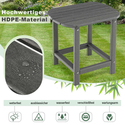 Divdaļīgs HDPE āra sānu galdiņu komplekts, pelēks, laikapstākļiem izturīgs