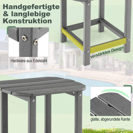 Divdaļīgs HDPE āra sānu galdiņu komplekts, pelēks, laikapstākļiem izturīgs