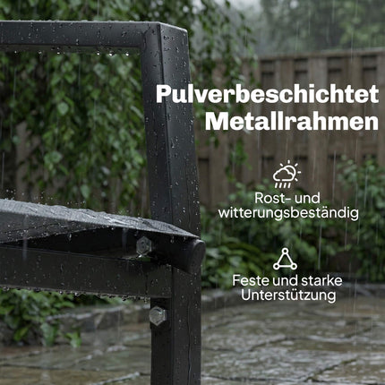 Divvietīgs dārza sols ar galdu, metāla rāmis, pelēks