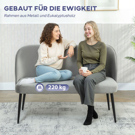 Divvietīgs dīvāns, samta audums, metāla un koka rāmis, pelēks