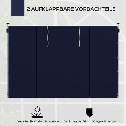 2 sānu paneļi, sānu sienas 3 x 3/3 x 6 m dārza nojumei, sānu brezenti ar logu, durvīm, rezerves sienas ballīšu teltij, Oksfordas audums, zils