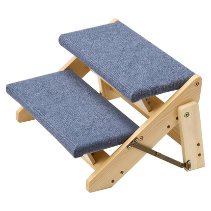 2-Step Dog Stairs, Foldable Wood, Non-Slip, 50 kg