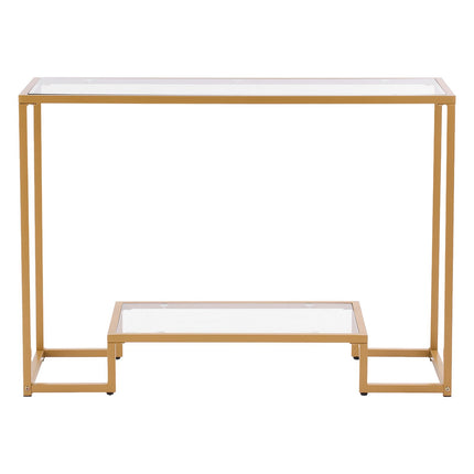 2-Tier Glass Console Table, Tempered Glass, Gold
