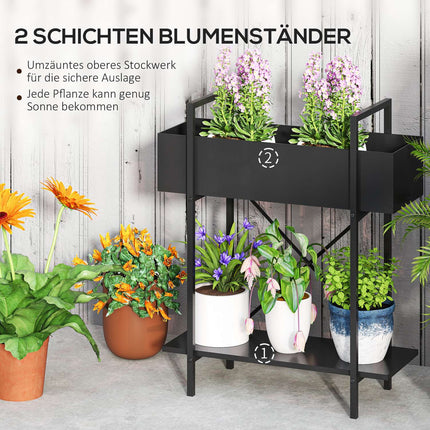 Plant stand in two levels in metal - indoor/outdoor 70 cm high