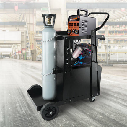 2-Tier Welding Cart with Lockable Cabinet, 265 lb