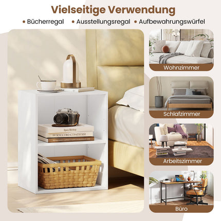 Divstāvu koka grāmatu plaukts, regulējami plaukti, balts, 42x29,5x53,5 cm