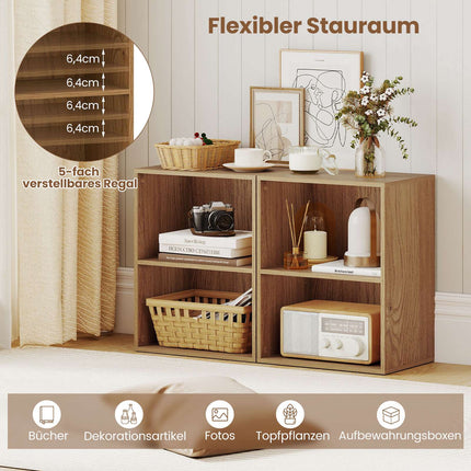 Divstāvu koka grāmatu plaukts ar regulējamiem plauktiem, 42x29,5x53,5 cm