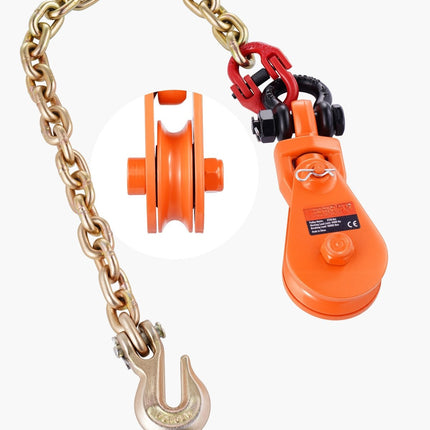 2-Ton Snatch Block Pulley, 3in Sheave, G80 Chain