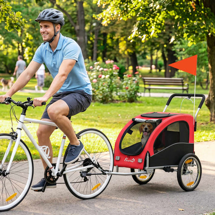 2-in-1 suņu velosipēda piekabe-rati, salokāma, līdz 20 kg