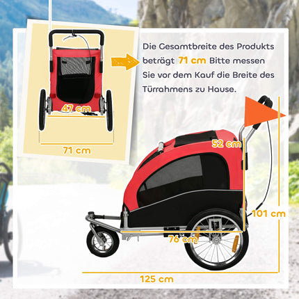 2-in-1 suņu velosipēda piekabe-rati, salokāma, līdz 20 kg