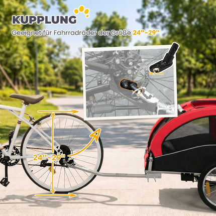 2-in-1 suņu velosipēda piekabe-rati, salokāma, līdz 20 kg