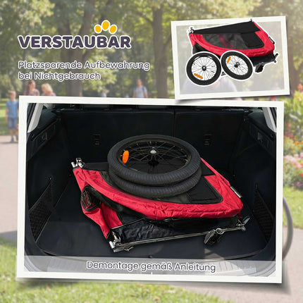 2-in-1 suņu velosipēda piekabe-rati, salokāma, līdz 20 kg