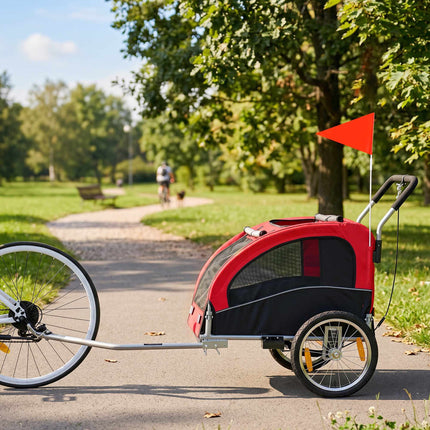 2-in-1 suņu velosipēda piekabe-rati, salokāma, līdz 20 kg