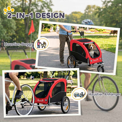2-in-1 suņu velosipēda piekabe-rati, salokāma, līdz 20 kg