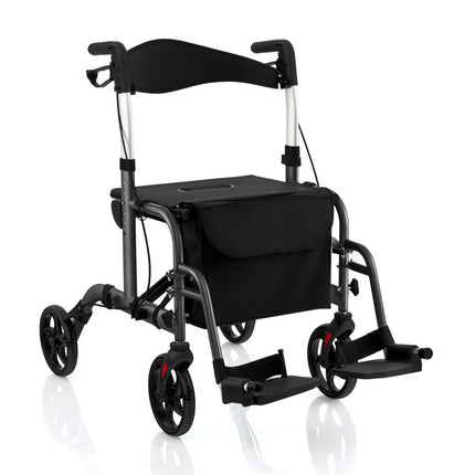 2-in-1 viegls rollators un ratiņkrēsls, regulējams augstums