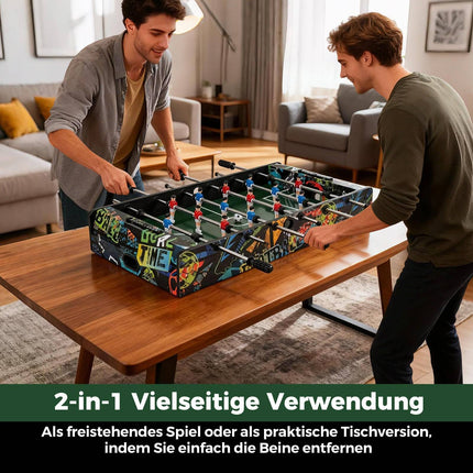 2-in-1 mini galda futbola galds, noņemamas kājas, 86 cm