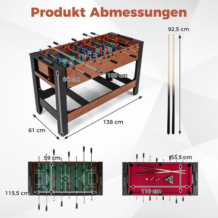 2-vienā rotējošs spēļu galds - galda futbolam un biljardam, 138 cm