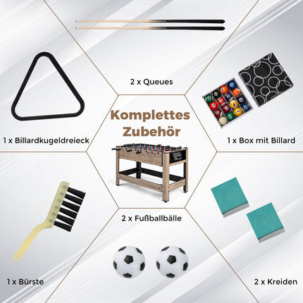 2-vienā rotējošs spēļu galds - galda futbola un biljarda komplekts