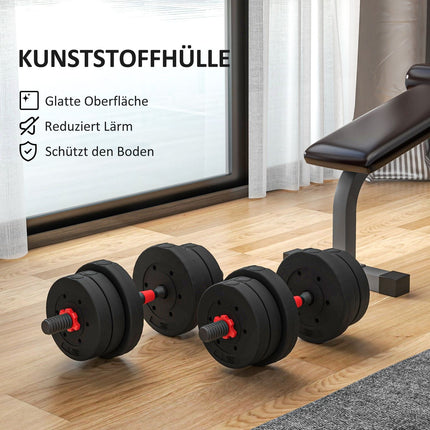 2 vienā hanteļu komplekts, 20 kg regulējama hantele un stienis, profesionāla hantele spēka treniņiem, melna