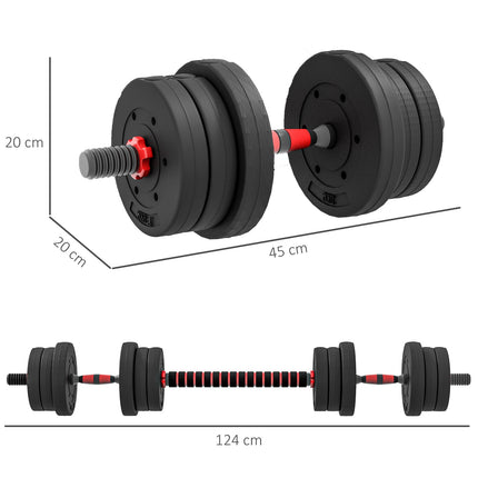 2 vienā hanteļu komplekts, 20 kg regulējama hantele un stienis, profesionāla hantele spēka treniņiem, melna