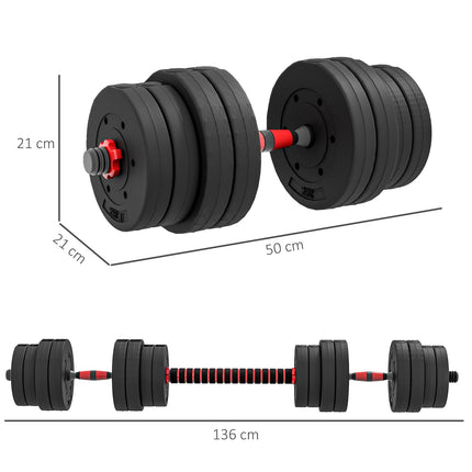 2 vienā hanteļu komplekts, 30 kg regulējama hantele un stienis, profesionāla hantele spēka treniņiem, melna