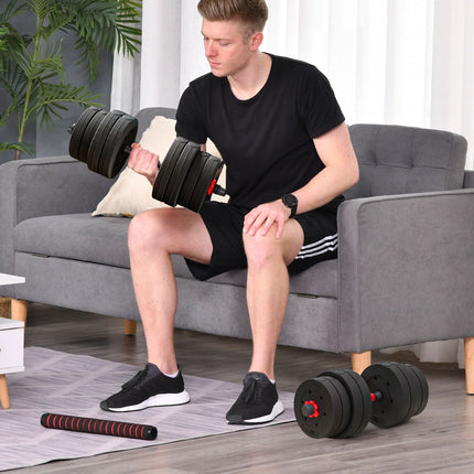 2 vienā hanteļu komplekts, 30 kg regulējama hantele un stienis, profesionāla hantele spēka treniņiem, melna