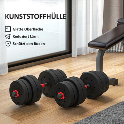 2 vienā hanteļu komplekts, 30 kg regulējama hantele un stienis, profesionāla hantele spēka treniņiem, melna
