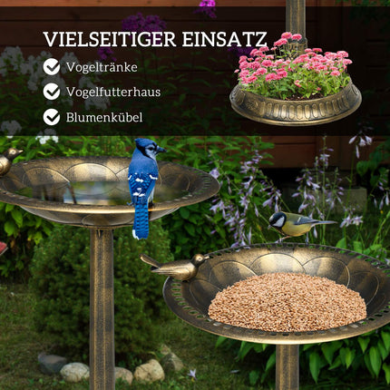 2-in-1 frost-proof plastic bird bath, 50x50x72 cm, bronze