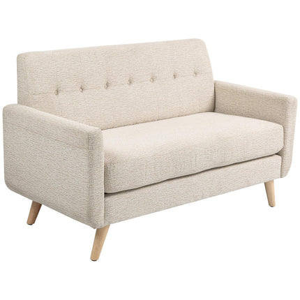 2-seater velvet sofa, beige - comfortable cushions and wooden legs