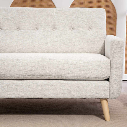 2-seater velvet sofa, beige - comfortable cushions and wooden legs
