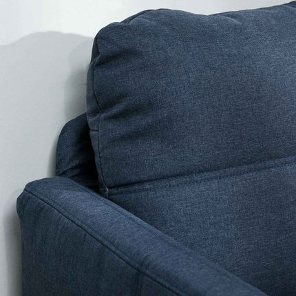 2-seater sofa in linen look - steel legs, dark blue